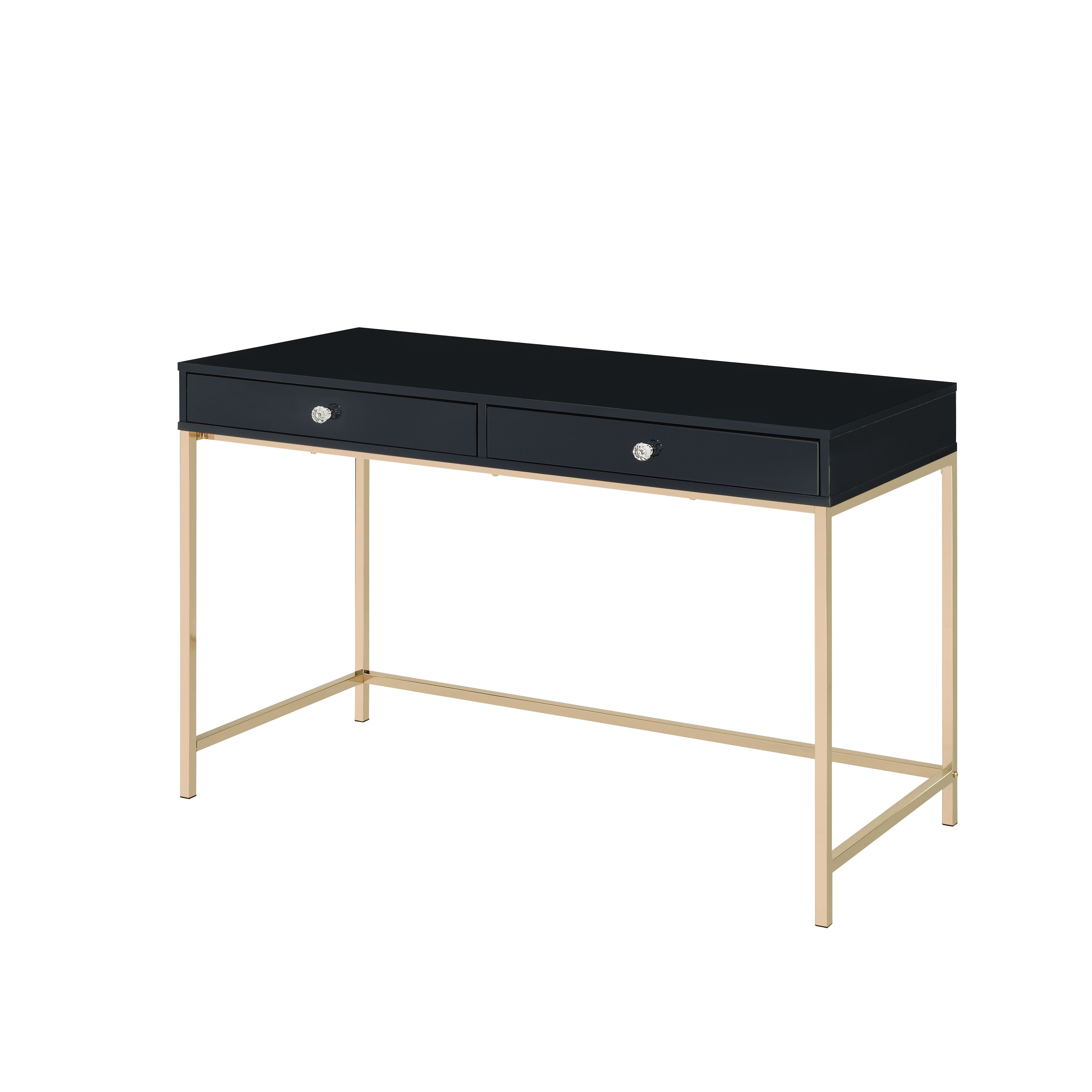 White High Gloss & Gold Acme Furniture Ottey Desk 